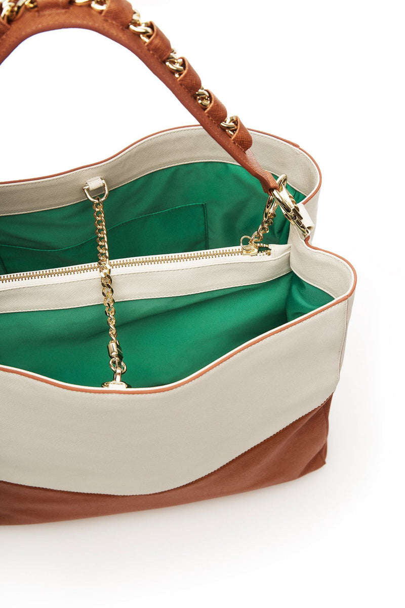 cooper/ivory anti-theft handbag